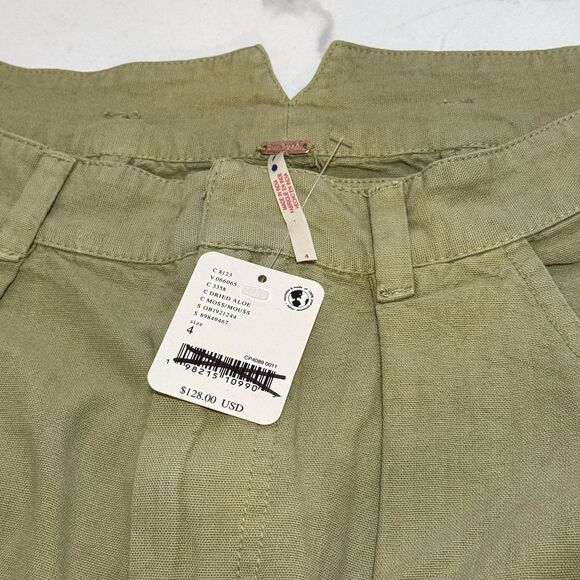 Free People Sweet Talk Cotton Wide Leg Chino Pants In Dried Aloe NWOT $128 Sz 27 - Picture 11 of 14